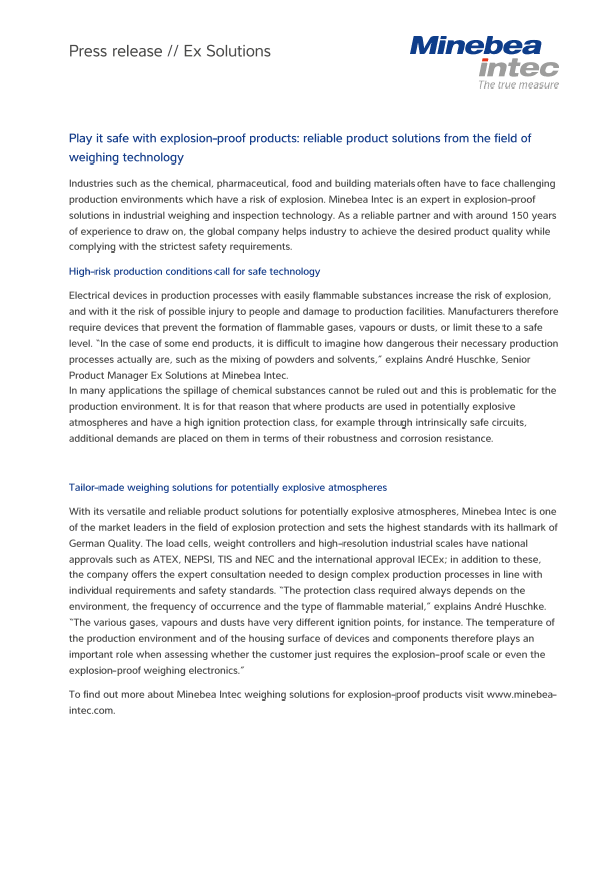 Pouzdana rješenja i tehnologije vaganja za eksplozivna područja - Sartorius Croatia 