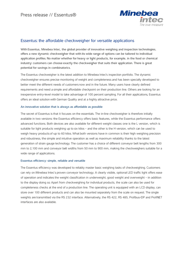 Essentus: Povoljna kontrolna vaga za brojne aplikacije - Sartorius Croatia 