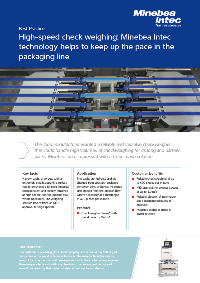 Hitro preverjanje tehtanja: Minebea Intec tehnologija v pakirni liniji - Sartorius Croatia 