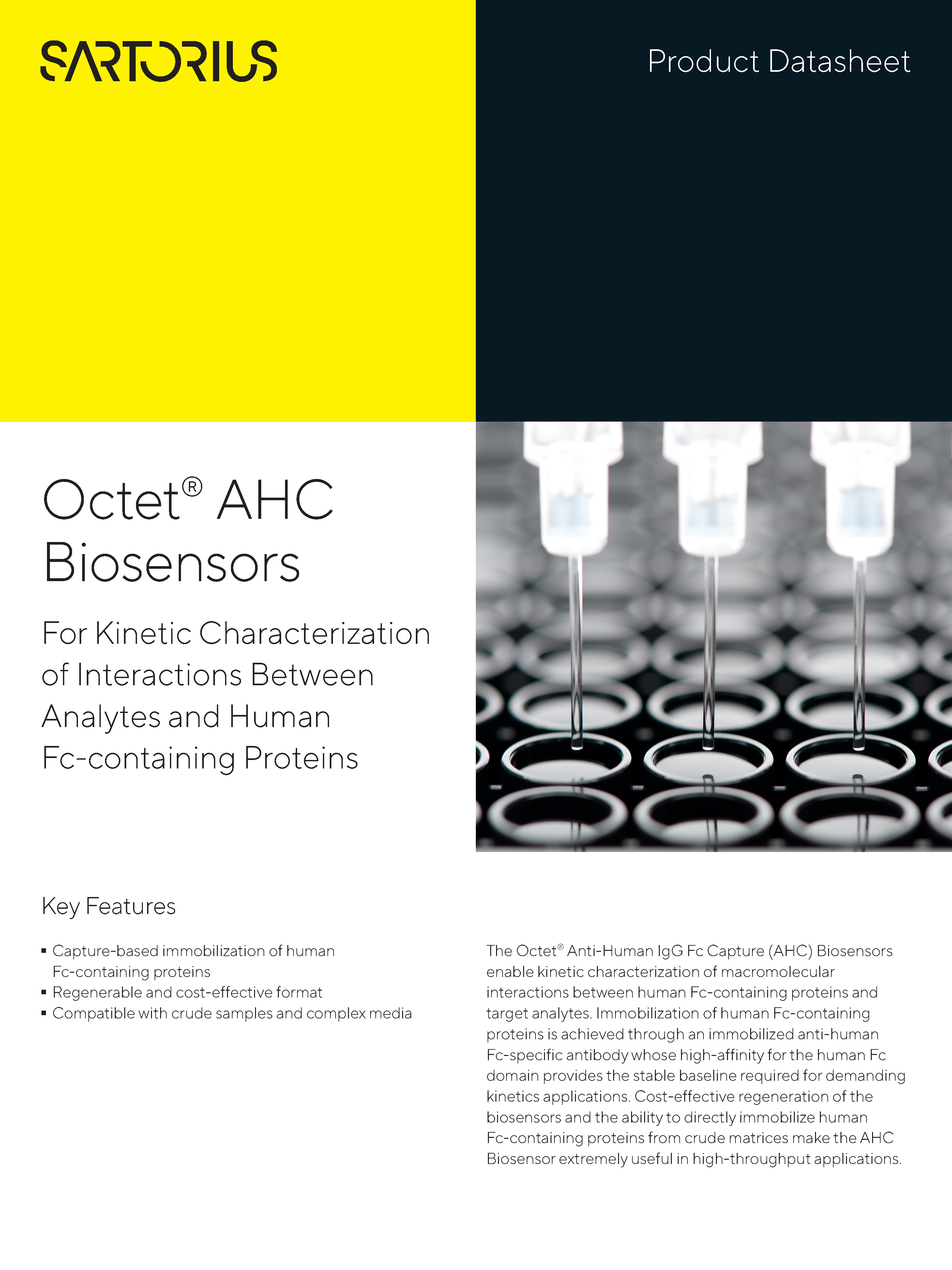 Octet® AHC biosenzori - Za kinetičku karakterizaciju interakcija između analita i ljudskih proteina koji sadrže Fc - Sartorius Croatia