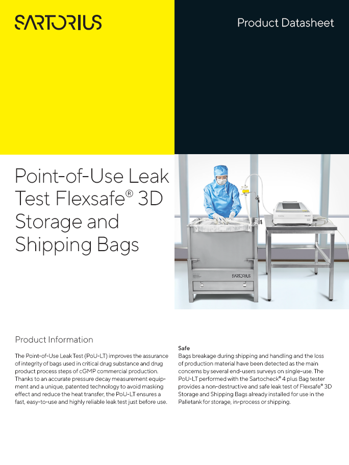  Point-of-Use Leak Test Flexsafe® 3D Storage and Shipping Bags - Sartorius Croatia