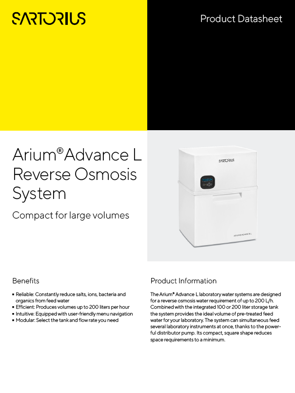 Arium® Advance L sustav s reversnom osmozom - Sartorius Croatia