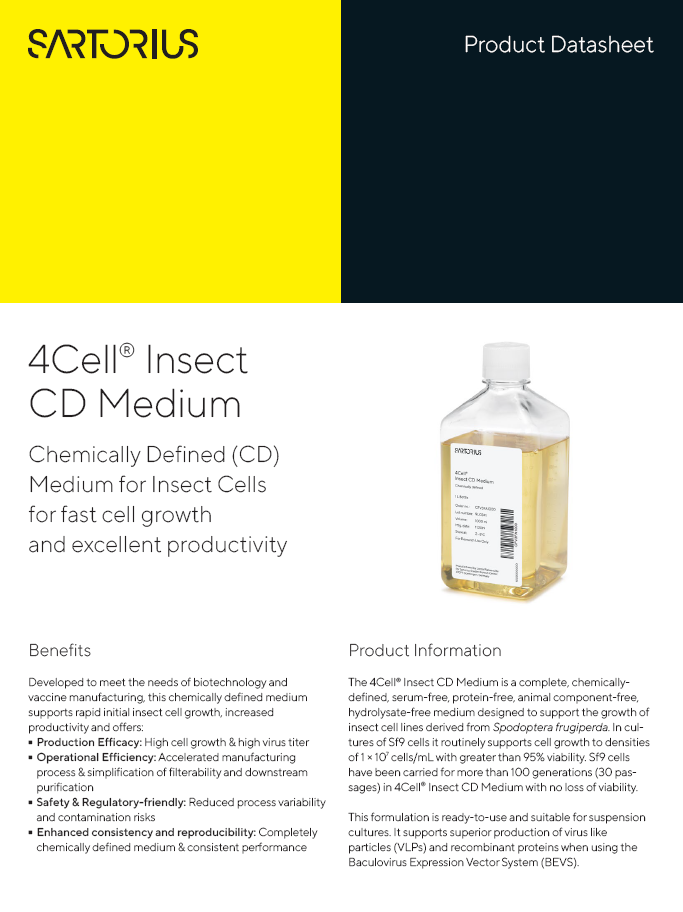 4Cell® CD mediji za stanice insekata za brz rast stanica i izvrsnu produktivnost  - Sartorius Croatia