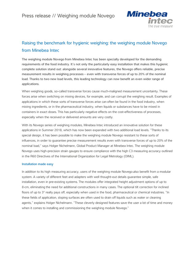 Modul za vaganje Novego higijenskog dizajna - Sartorius Croatia 