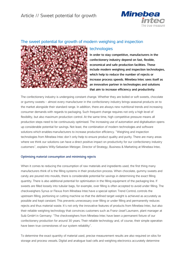 Potencijal modernih tehnologija vaganja i inspekcije u proizvodnji slastica - Sartorius Croatia 