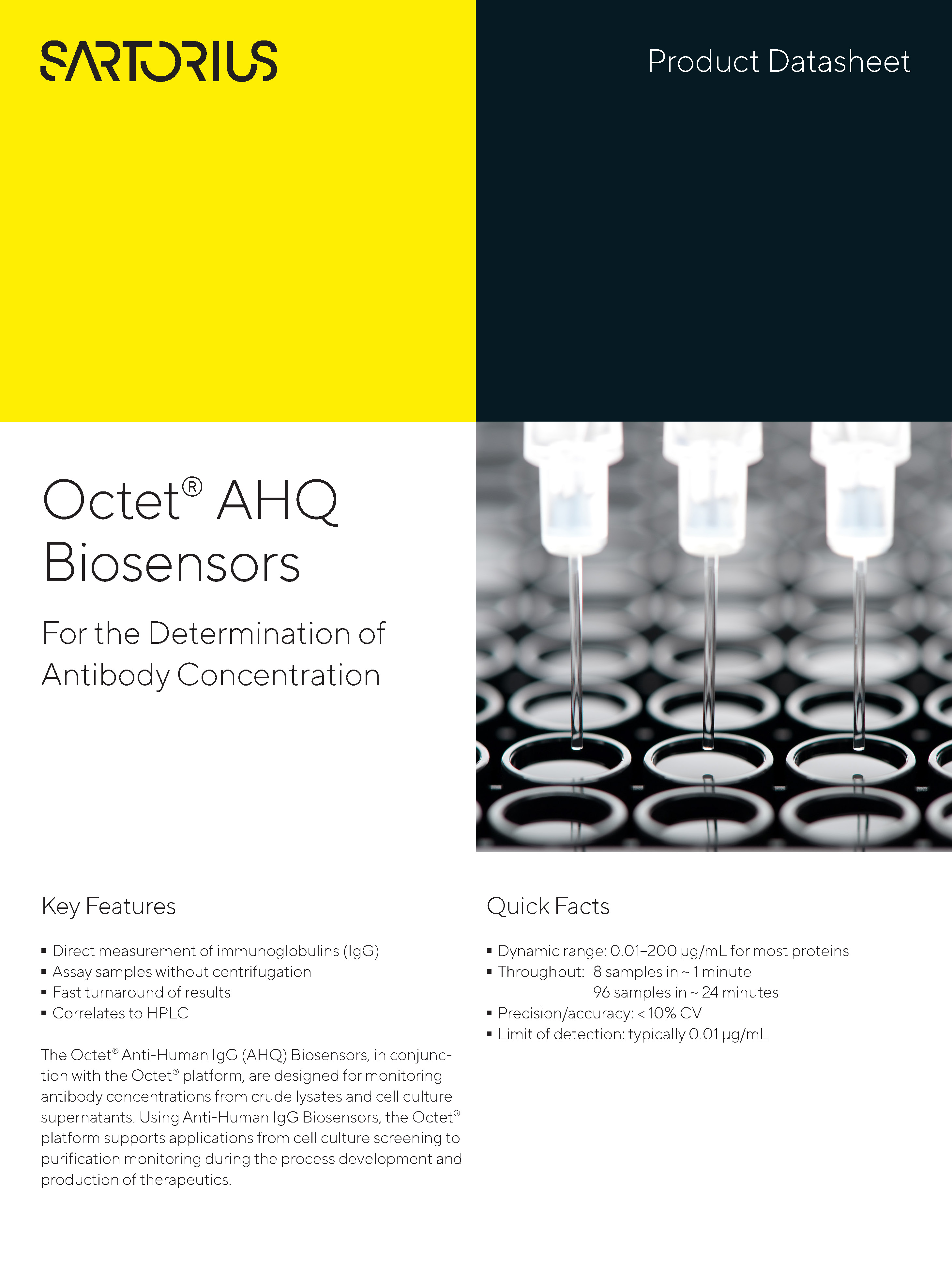 Octet® AHQ biosenzori - Za određivanje koncentracije protutijela - Sartorius Croatia