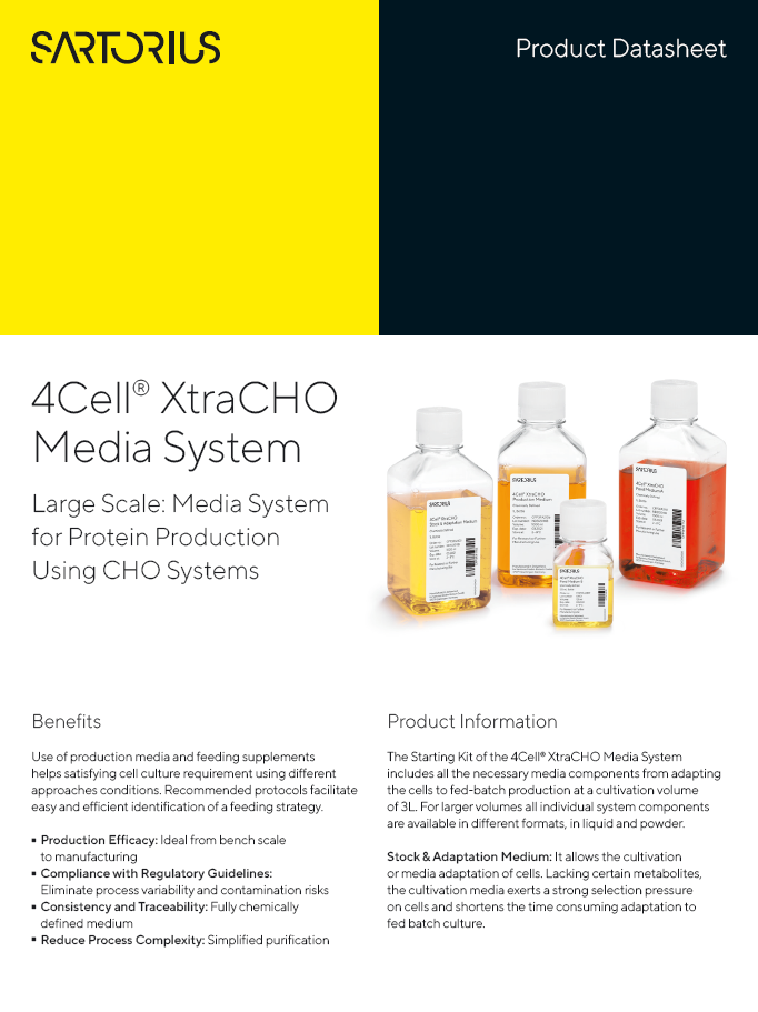 4Cell® XtraCHO medijski sustav za proizvodnju proteina pomoću CHO sustava - Sartorius Croatia
