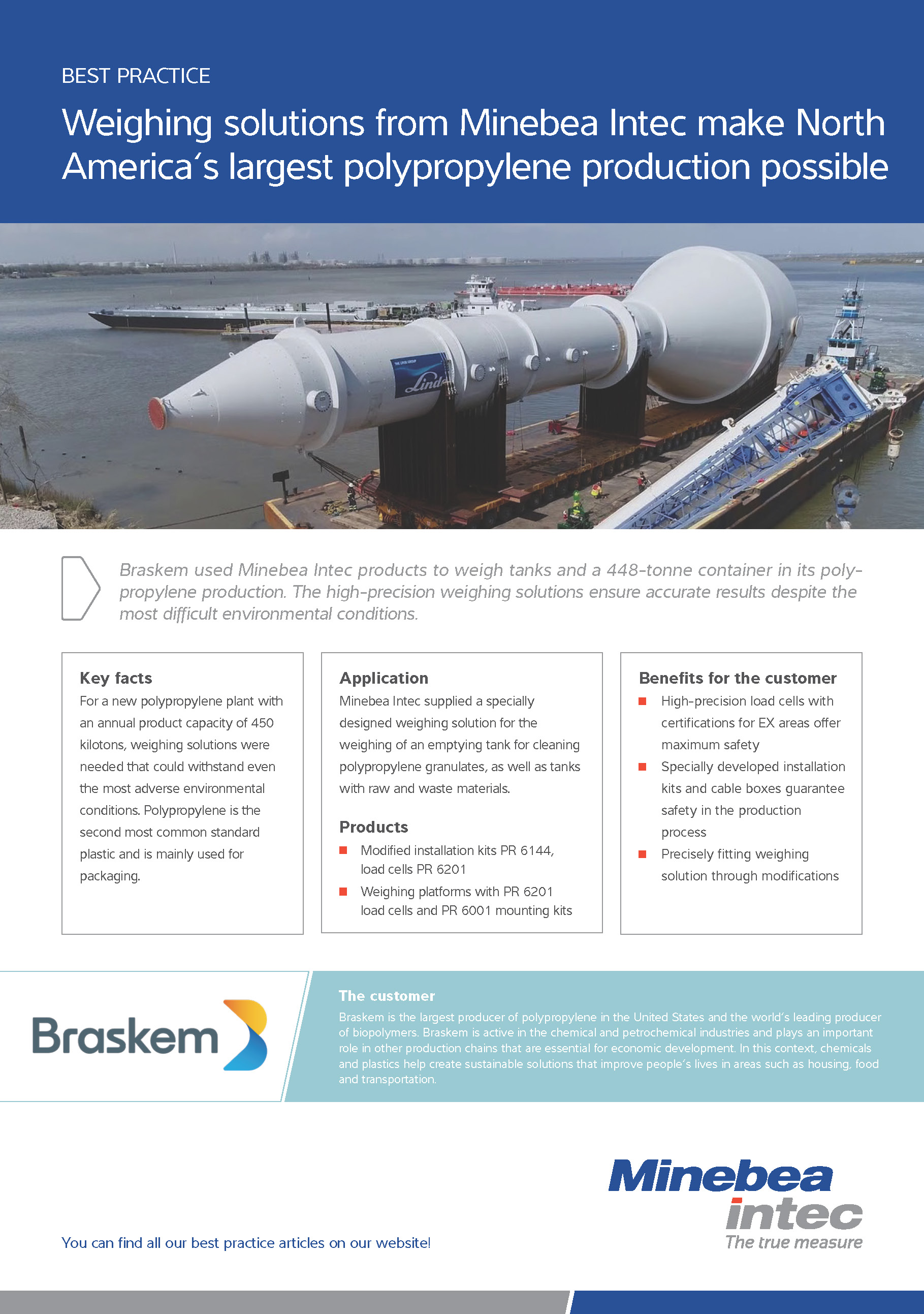 Rešitve za tehtanje podjetja Minebea Intec omogočajo največjo proizvodnjo polipropilena v Severni Ameriki - Sartorius Croatia 