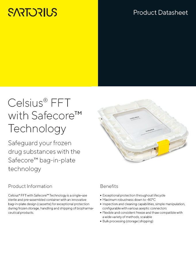  Celsius® FFT with Safecore™ Technology: Safeguard your frozen drug substances with the Safecore™ bag-in-plate technology - Sartorius Croatia