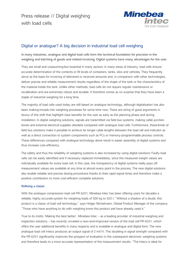 Digitalno i analogno vaganje s mjernim ćelijama - Sartorius Croatia 