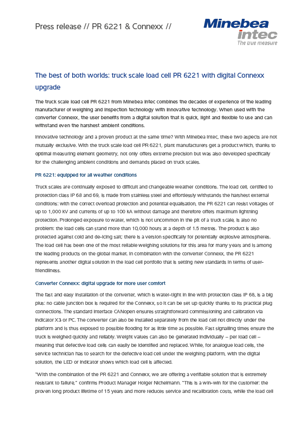 Mjerna ćelija PR 6221 za teretna vozila s Connexx konverterom - Sartorius Croatia 